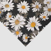 Papier Mousseline Marguerites blanches sur Floral noir (Détail)