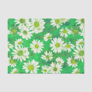 Papier Mousseline Marguerites de ressort sur le vert