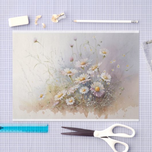 Papier Mousseline Marguerites fragiles (Artisanat)
