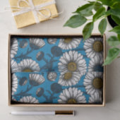Papier Mousseline Marguerites sur bleu (Cadeau)