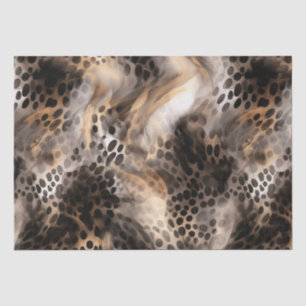 Papier Mousseline Mariage Animalier Imprimé Léopard Noir Crème