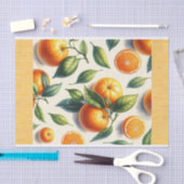 Papier Mousseline Mariage aux feuilles d'orange agrumes à l'aquarell (Artisanat)