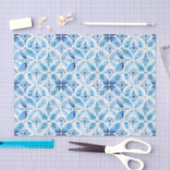 Papier Mousseline Mariage Blanc Bleu Floral Batik (Artisanat)