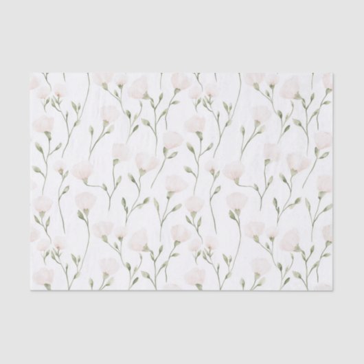 Papier Mousseline Mariage Blush Rose Fleurs (Recto)