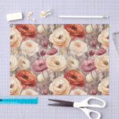 Papier Mousseline Mariage Burgundy Crème Fleurs de Printemps (Artisanat)