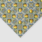 Papier Mousseline Mariage Carreau Jaune Bleu Capri Citron Méditerran (Détail)