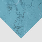 Papier Mousseline Mariage Chic Aqua Bleu Marbre (Détail)