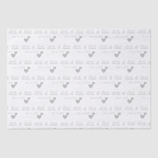 Papier Mousseline Mariage de coeur d'argent pour mariée et chambre p (Recto)