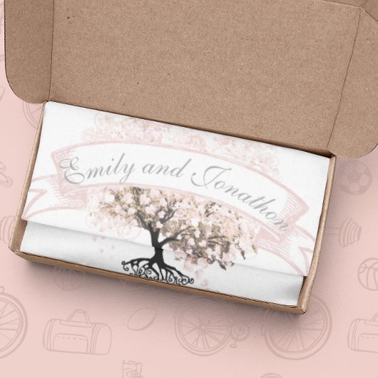 Papier Mousseline Mariage de feuille de coeur rose