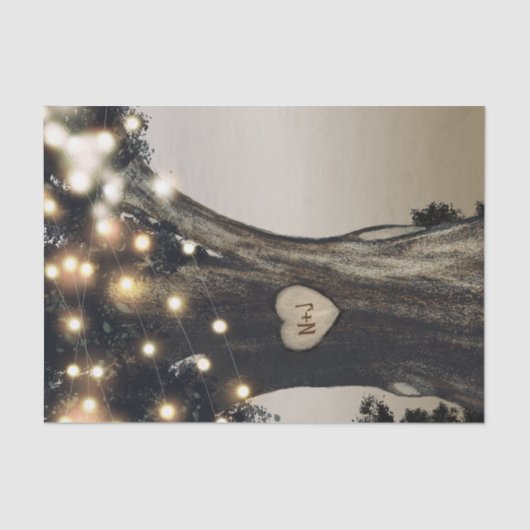 Papier Mousseline Mariage de grange moderne arbre de campagne rustiq (Recto)