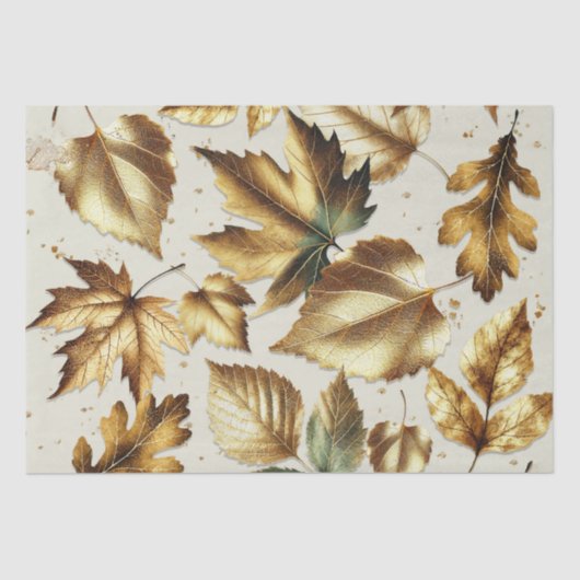 Papier Mousseline Mariage de mariage d'automne beige amande feuilles (Recto)