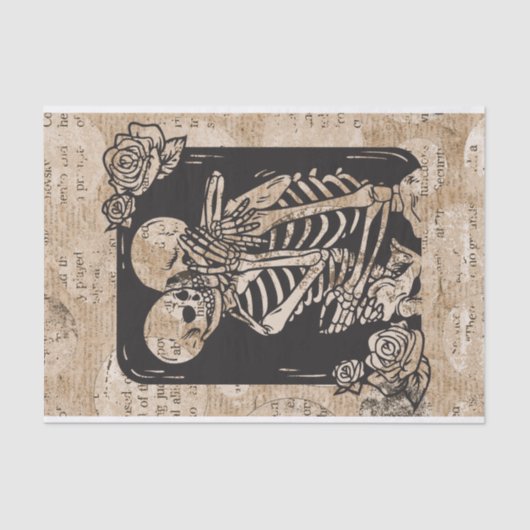 Papier Mousseline Mariage d'Halloween vintage Skeleton Couple (Recto)