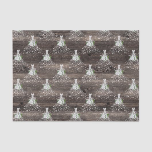 Papier Mousseline Mariage douche robe de mariée rustique fête (Recto)