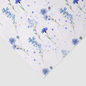 Papier Mousseline Mariage Fleur sauvage bleu eau (Détail)