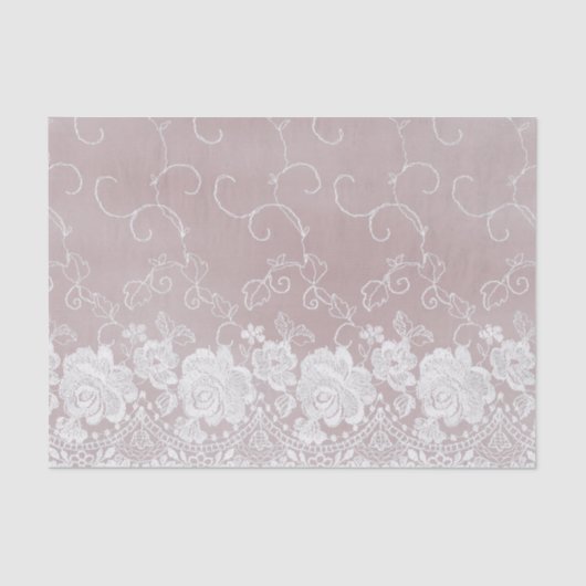 Papier Mousseline Mariage Fleurie de Rose Romantique Rose Clair Blan (Recto)
