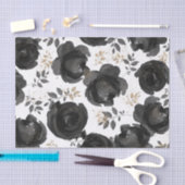 Papier Mousseline Mariage Fleurs de Luxe Noir Or (Artisanat)