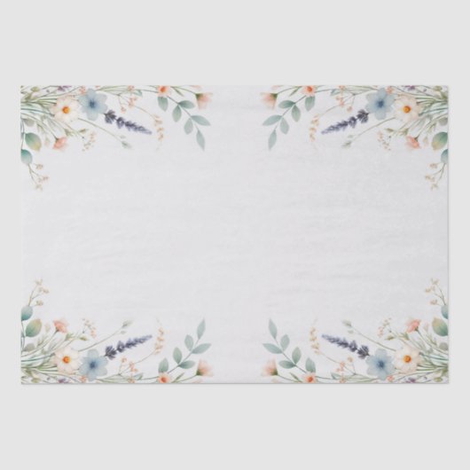 Papier Mousseline Mariage Floral Aquarelle Fleur de Printemps (Recto)