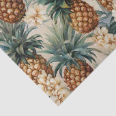 Papier Mousseline Mariage Floral aux Ananas Tropicaux  (Détail)