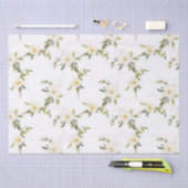 Papier Mousseline Mariage floral blanc romantique (Artisanat)