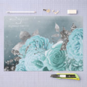 Papier Mousseline Mariage floral bleu-duché personnalisé (Artisanat)