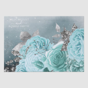Papier Mousseline Mariage floral bleu-duché personnalisé