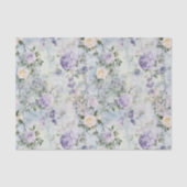 Papier Mousseline Mariage floral de roses blanches lavande violette  (Recto)