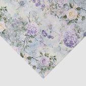 Papier Mousseline Mariage floral de roses blanches lavande violette  (Détail)