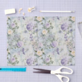 Papier Mousseline Mariage floral de roses blanches lavande violette  (Artisanat)