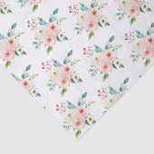 Papier Mousseline Mariage Floral Fleur Watercolor Blanc Pêche (Détail)