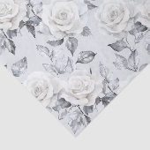 Papier Mousseline Mariage Floral Gris Argenté Chic Blanc (Détail)