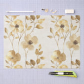 Papier Mousseline Mariage floral or crème (Artisanat)