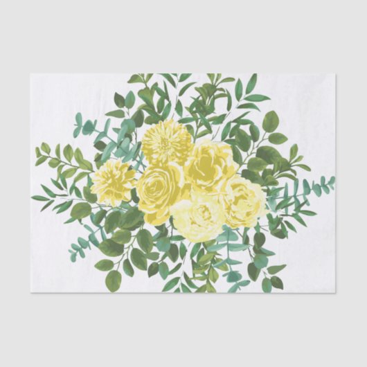 Papier Mousseline Mariage floral Pastel Rose jaune (Recto)