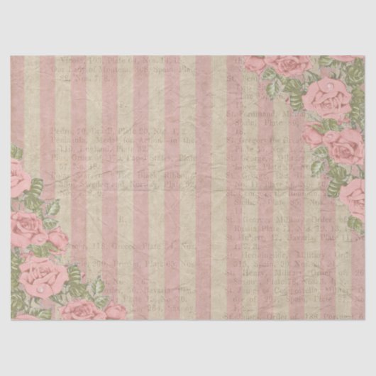 Papier Mousseline Mariage floral rayé chic minable (Recto)