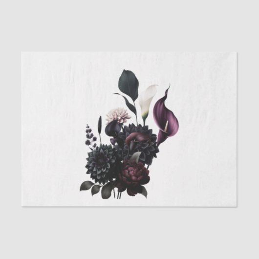 Papier Mousseline Mariage floral romantique Moody foncé (Recto)