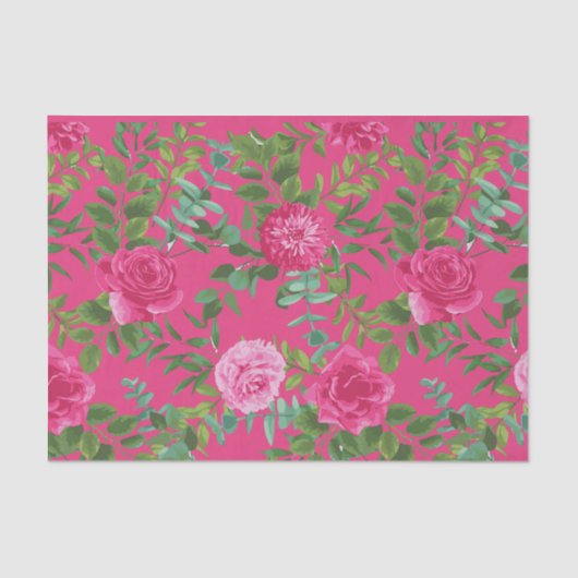 Papier Mousseline Mariage floral rose vif (Recto)