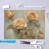 Papier Mousseline Mariage Floral Roses Péches Romantiques (Artisanat)