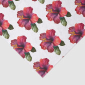 Papier Mousseline Mariage Floral Tropical Hibiscus Rouge (Détail)