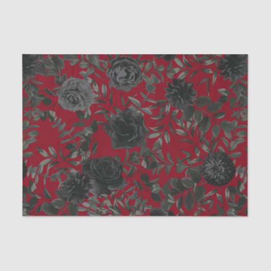 Papier Mousseline Mariage gothique rouge et noir Rose papier (Recto)