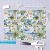 Papier Mousseline Mariage méditerranéen bleu tropical (Artisanat)