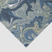 Papier Mousseline Mariage Moderne Tourbillon Chic Bleu Blanc Or (Détail)