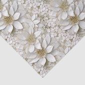 Papier Mousseline Mariage or blanc Lotus Fleurs (Détail)