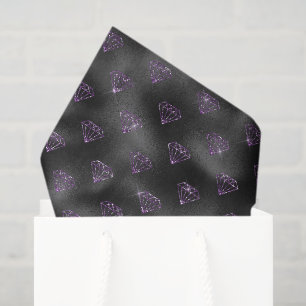 Papier Mousseline Mariage Paillettes Violet Féminin Diamants Noirs B