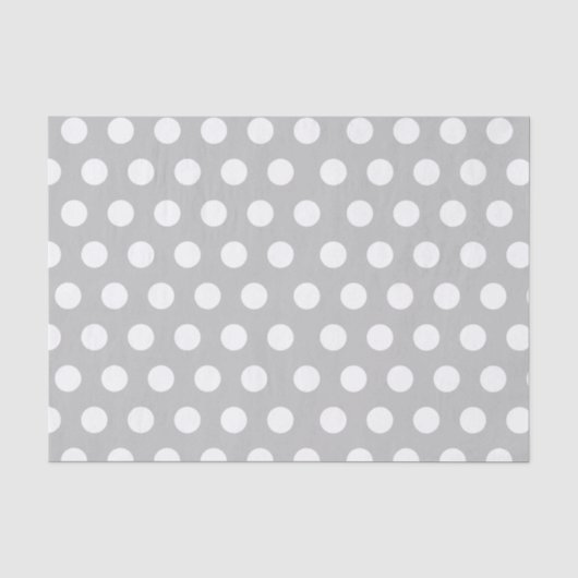 Papier Mousseline Mariage Polka Pot blanc et gris clair (Recto)