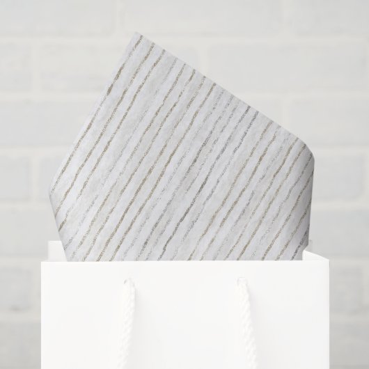 Papier Mousseline Mariage Rayures Blanches Grises (Sac cadeau)