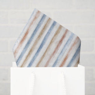 Papier Mousseline Mariage Rayures Crème Bleu Clair Assez