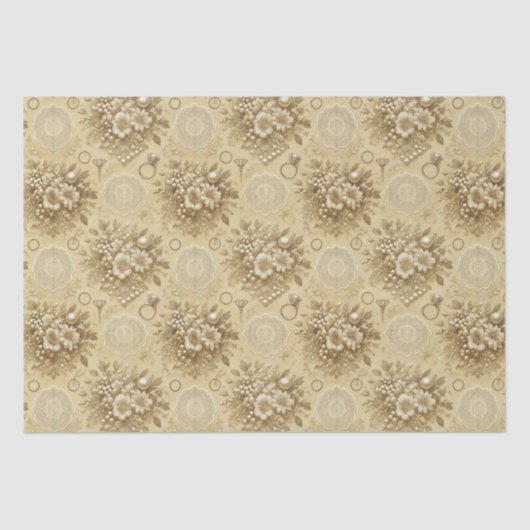 Papier Mousseline Mariage traditionnel de fleurs, perles et dentelle (Recto)