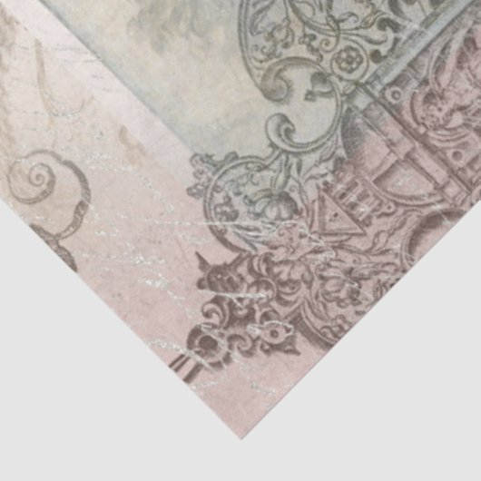 Papier Mousseline Marie Antoinette Aquarelle rose Fleurs Découpage (Détail)