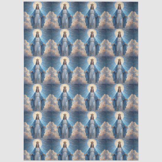 Papier Mousseline Marie Vierge Bleue Céleste (Recto)