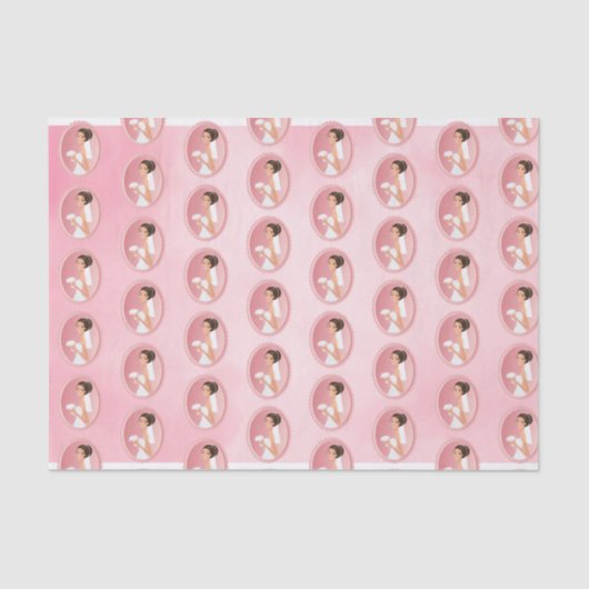 Papier Mousseline Mariée en robe Mariage blanche tenant un bouquet (Recto)