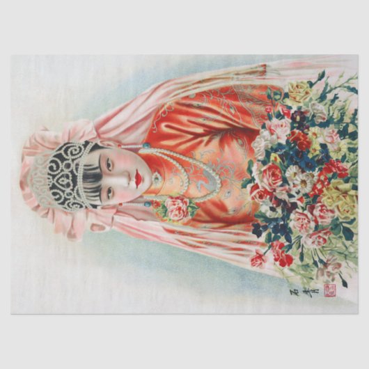 Papier Mousseline Mariée en rouge au Mariage chinois à Shanghai (Recto)